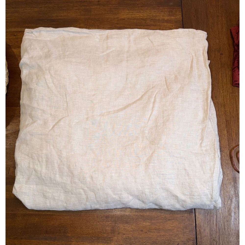 Pottery Barn Belgian Flax Linen Duvet Cover Full Queen Natural Minimalist Modern